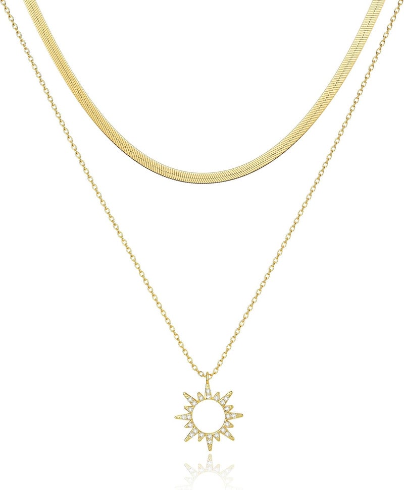Moodear Gold Necklace for Women Dainty Chunky 14K Gold Plated/Sliver Plated Chain Necklace Cuban Link Paperclip Chain Choker Toggle Clasp Layered Necklace for Women Trendy Fashion Gift - Image 1